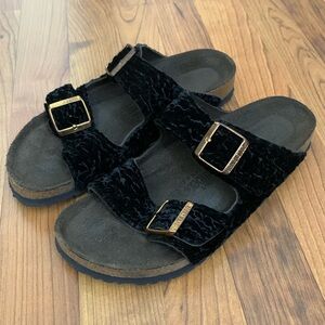♡ Birkenstock x Free People Persian Black Crushed Velvet Arizona • Size 41 / 10